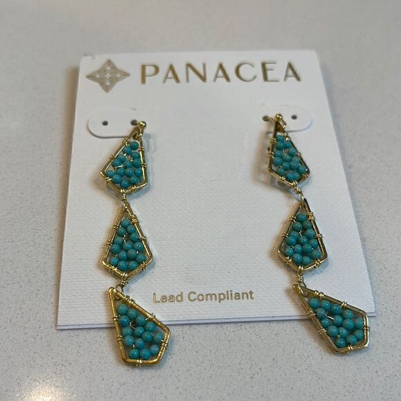 NWT PANACEA Triple Bead Drop Earrings - Picture 1 of 6